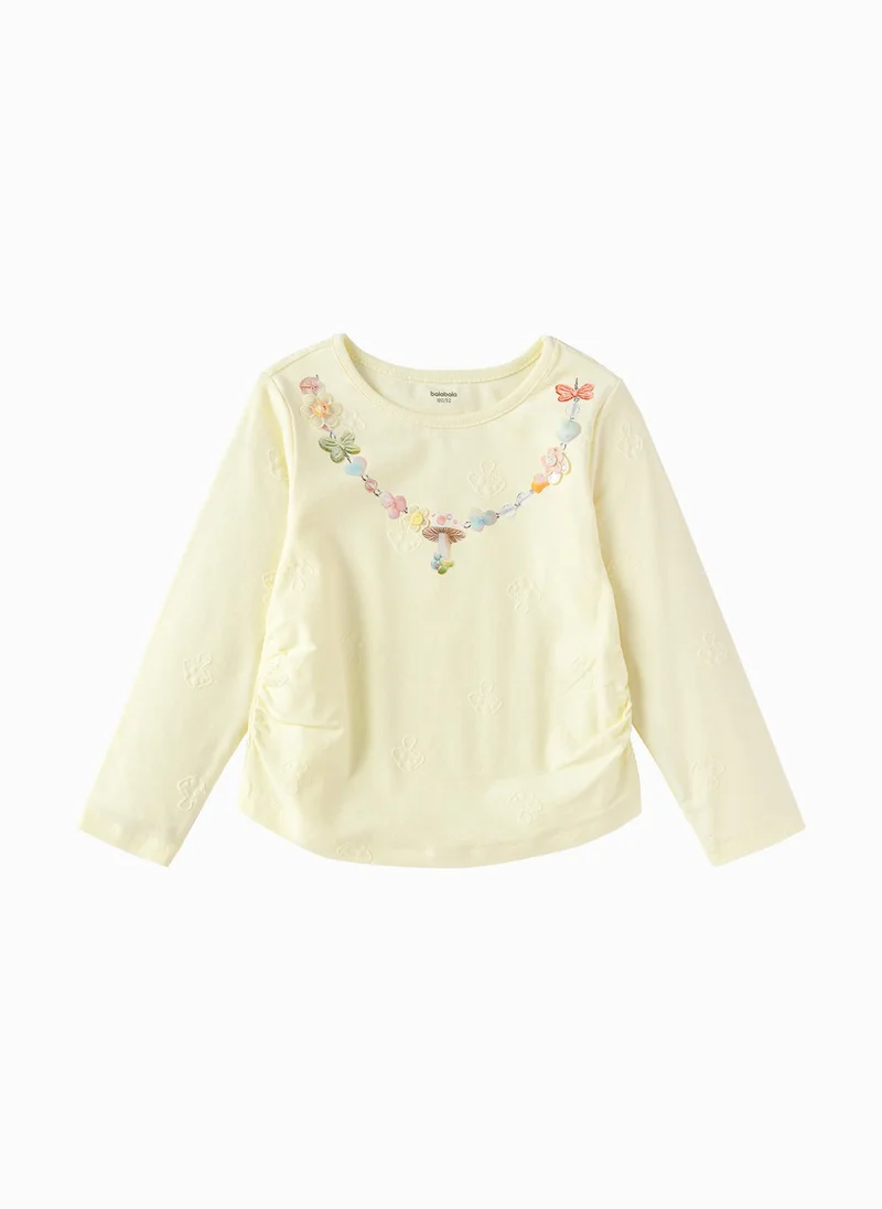 Toddler Girls Round v-neck long-sleeved T-shirt